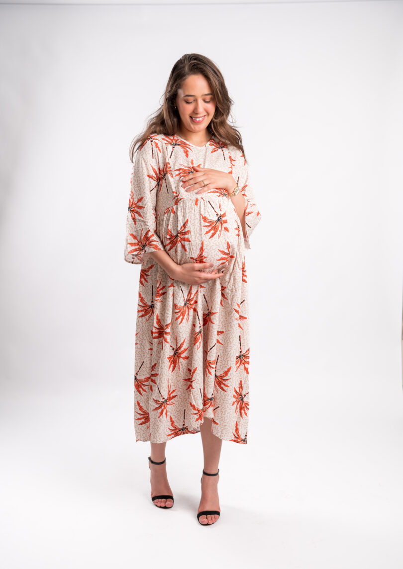 ROBE en lin d'allaitement et de grossesse  2486-A