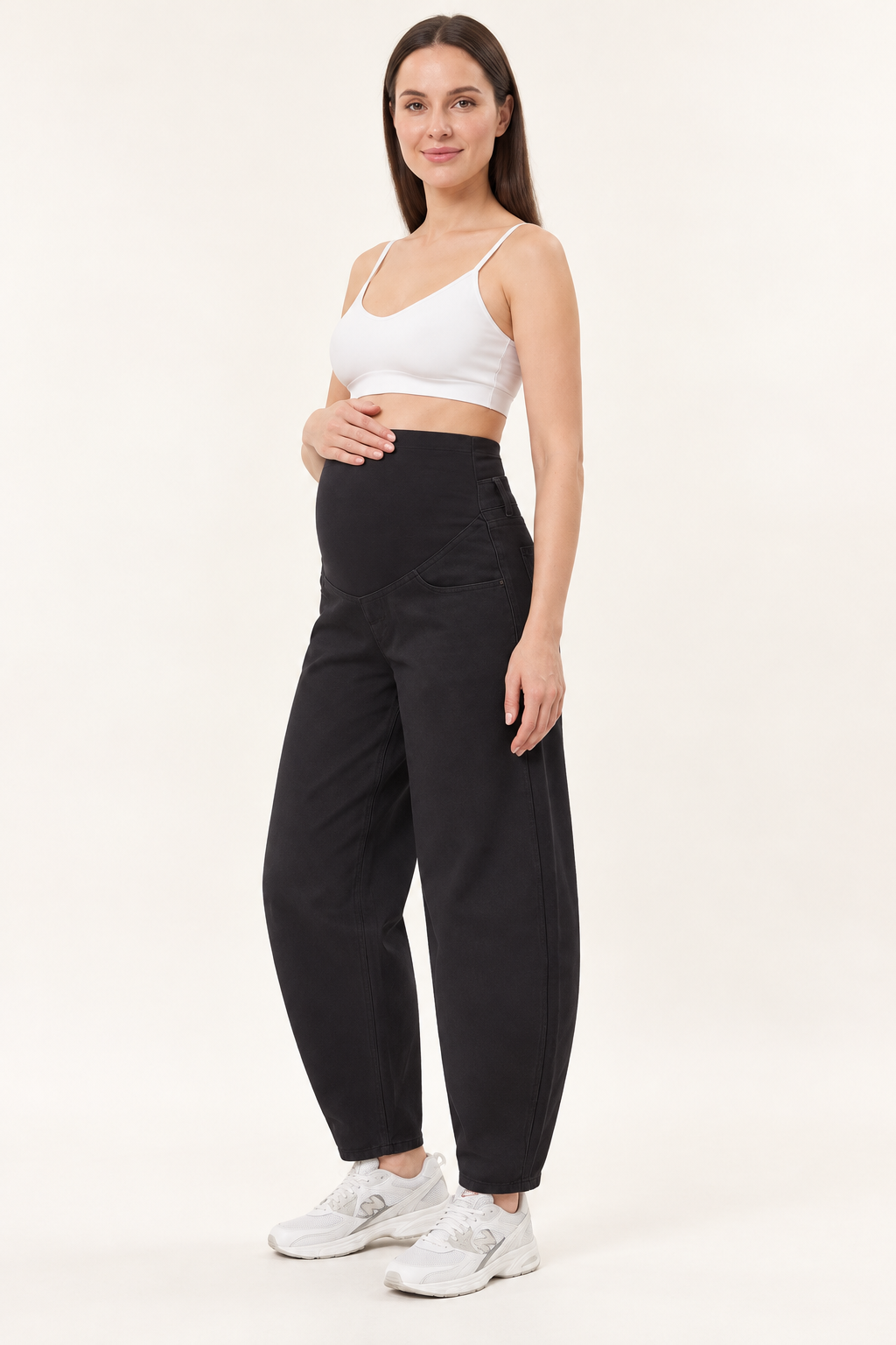 Jean de grossesse noir coupe ballon – Bandeau haut – Image 2