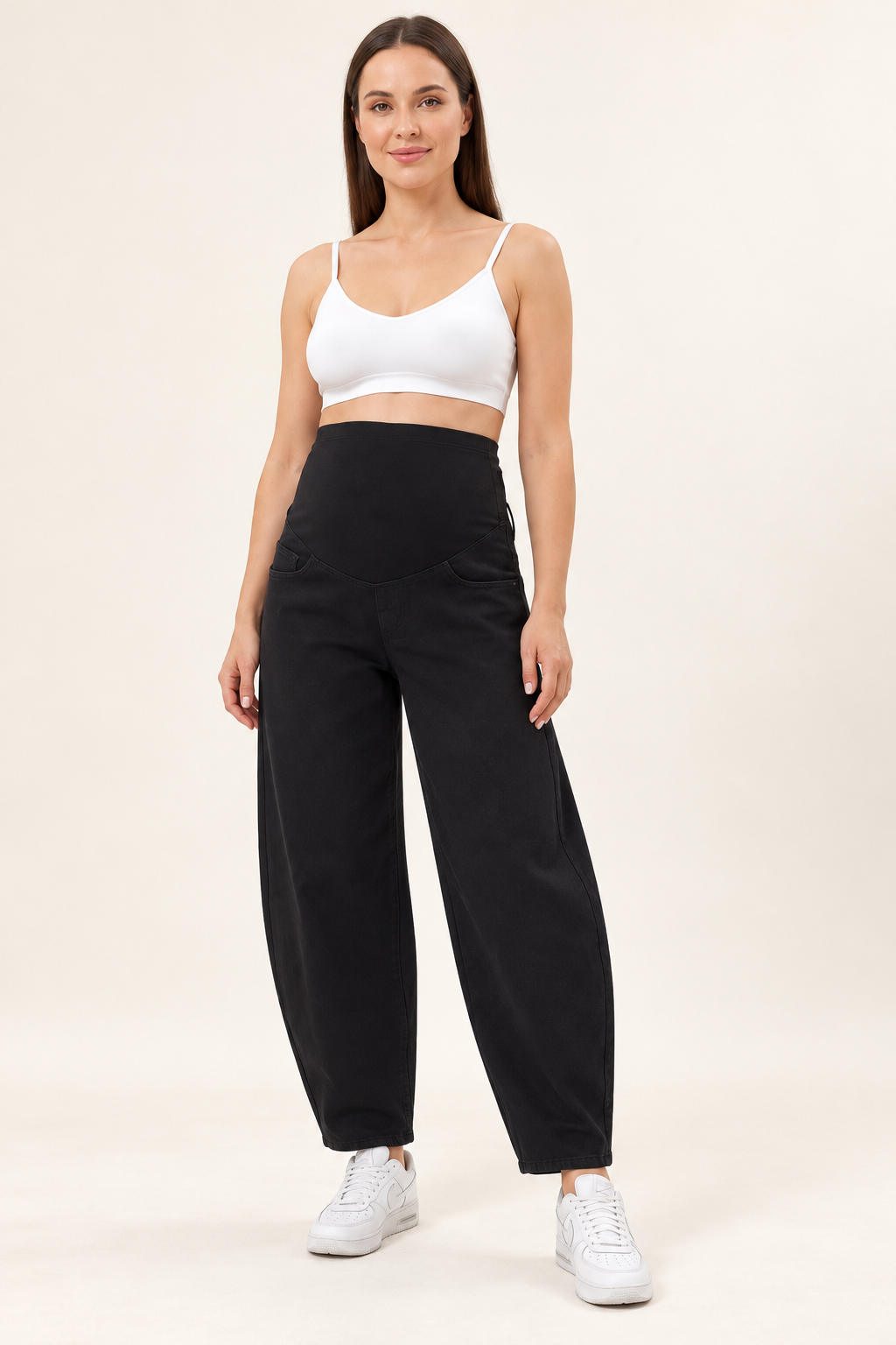 Jean de grossesse noir coupe ballon – Bandeau haut – Image 3